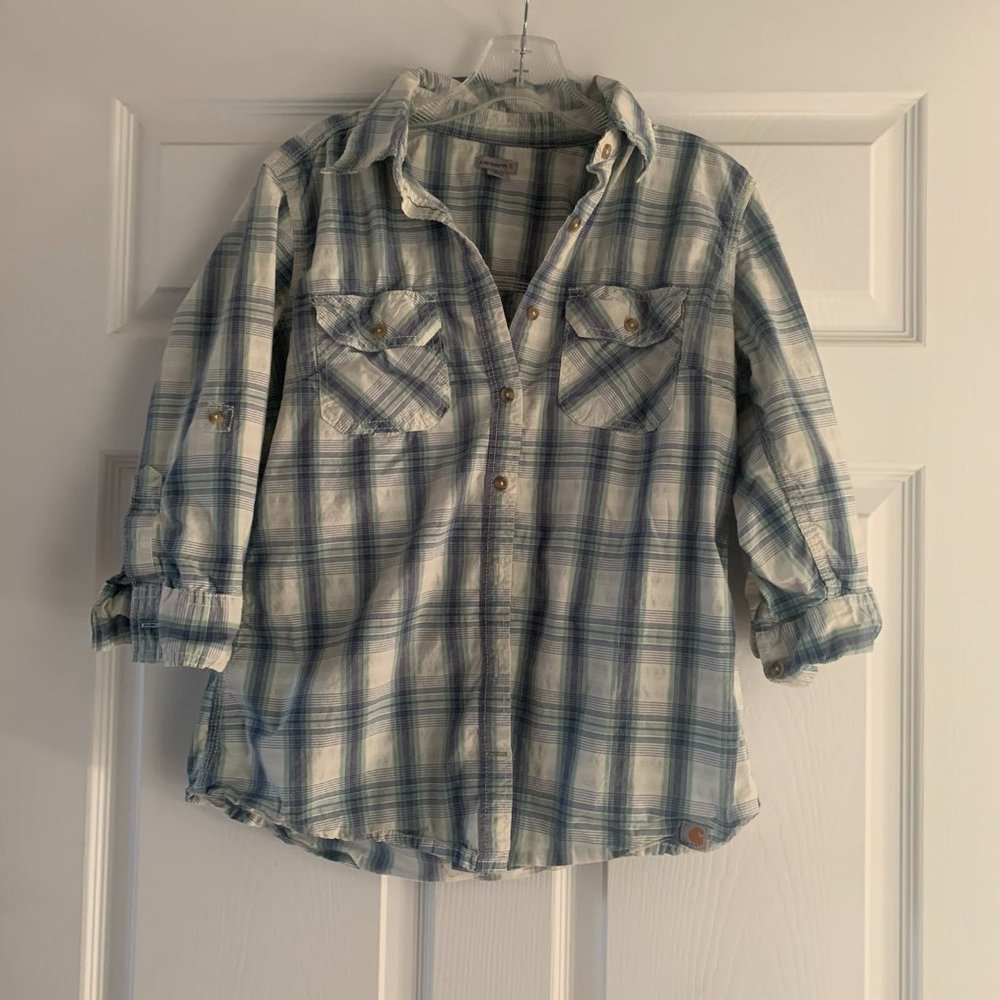 Carhartt Plaid Button Down 3/4 Sleeve